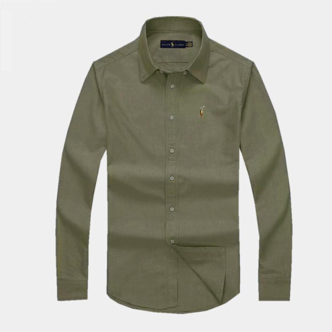 RL Plain Men's Longsleeve Green Casual Shirt - Obeezi
