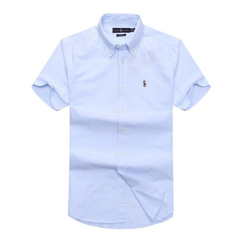 RL Polo Men's Custom Fit Poplin Short Sleeve Shirt Skyblue - Obeezi