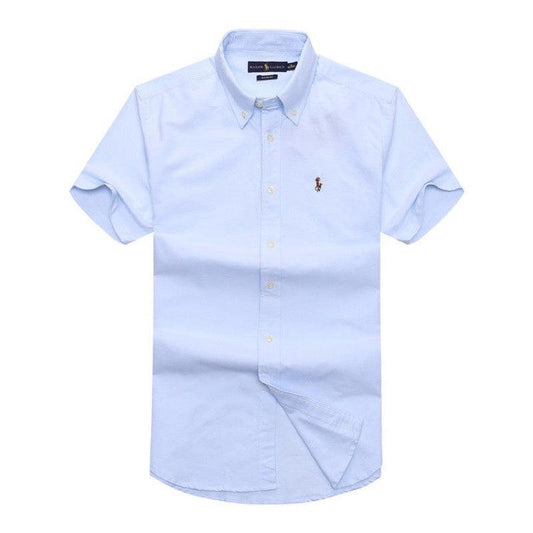 RL Polo Men's Custom Fit Poplin Short Sleeve Shirt Skyblue - Obeezi