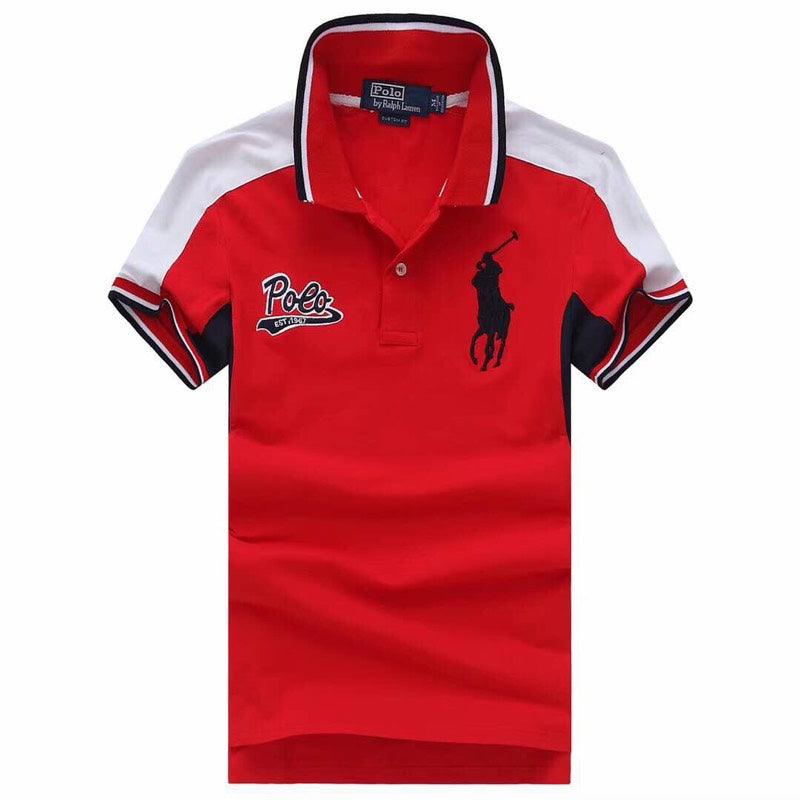 RL Slim Fit Mesh Big Pony Match Shirts Red - Obeezi