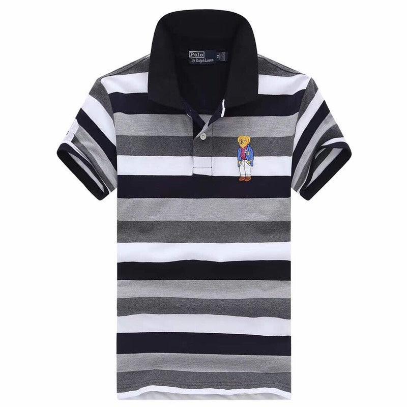 RL Stripe Polo Teddy Bear Steiff Sweater Flag Navyblue Ash White Polo Shirt - Obeezi