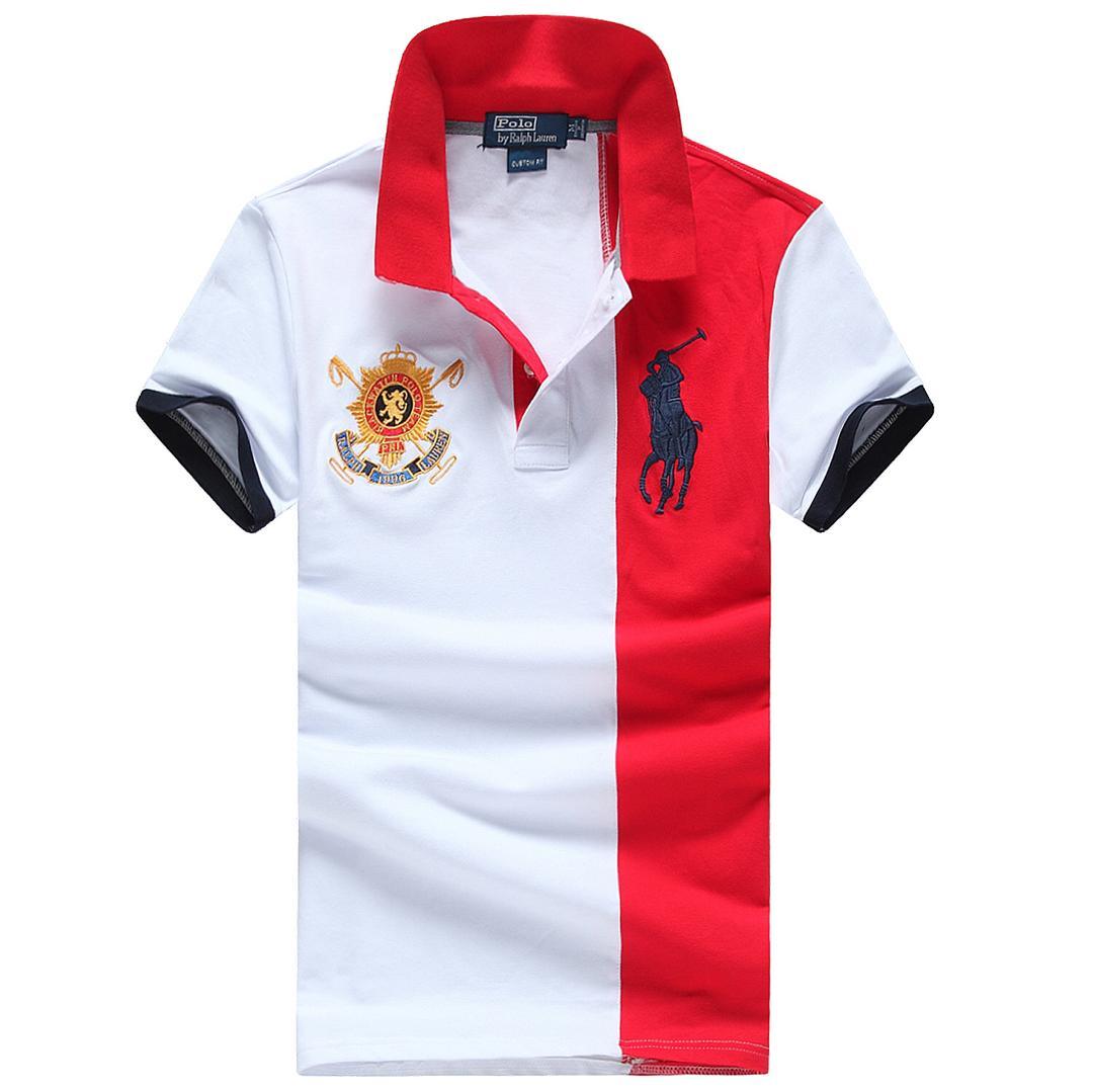 RL White Red Big Horse Logo Short Sleeve Polo - Obeezi