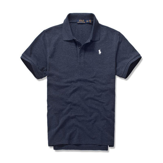 RL With Small Pony All Navy Blue Polo fitted Classic Shirt - Obeezi