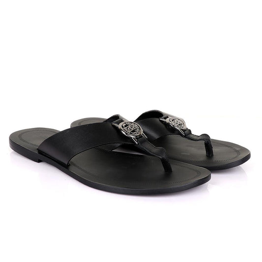 Roberto Cavalli Black Leather Slippers - Obeezi