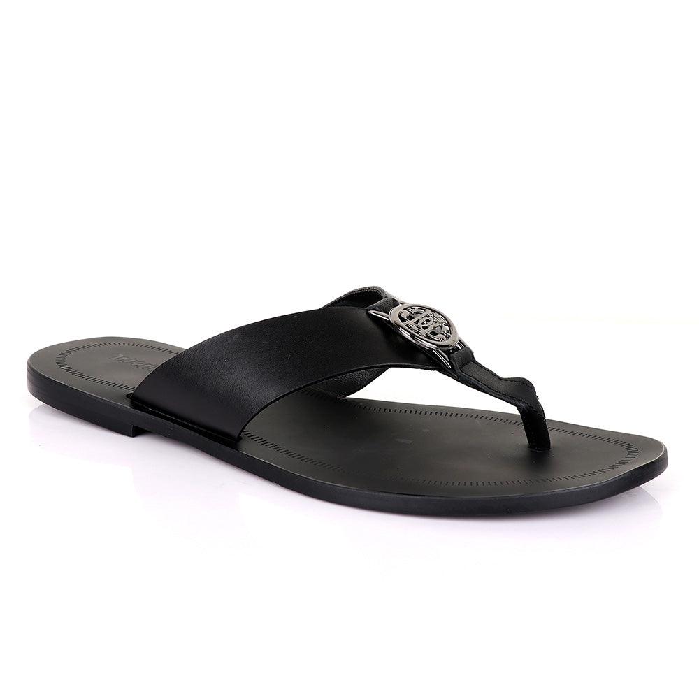 Roberto Cavalli Black Leather Slippers - Obeezi