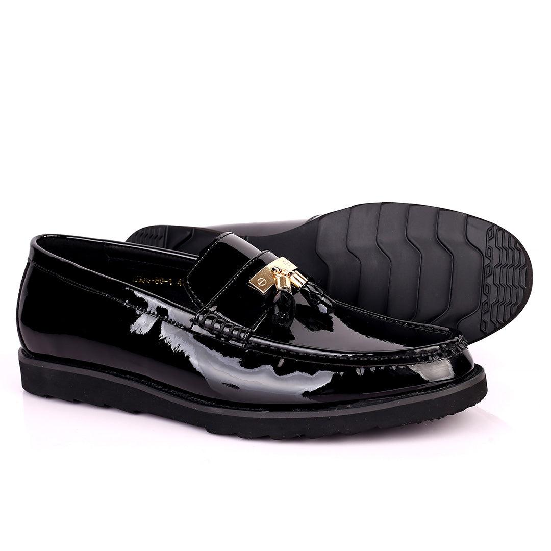 Salva Tassel Designed Glossy Leather Shoe - Black - Obeezi.com