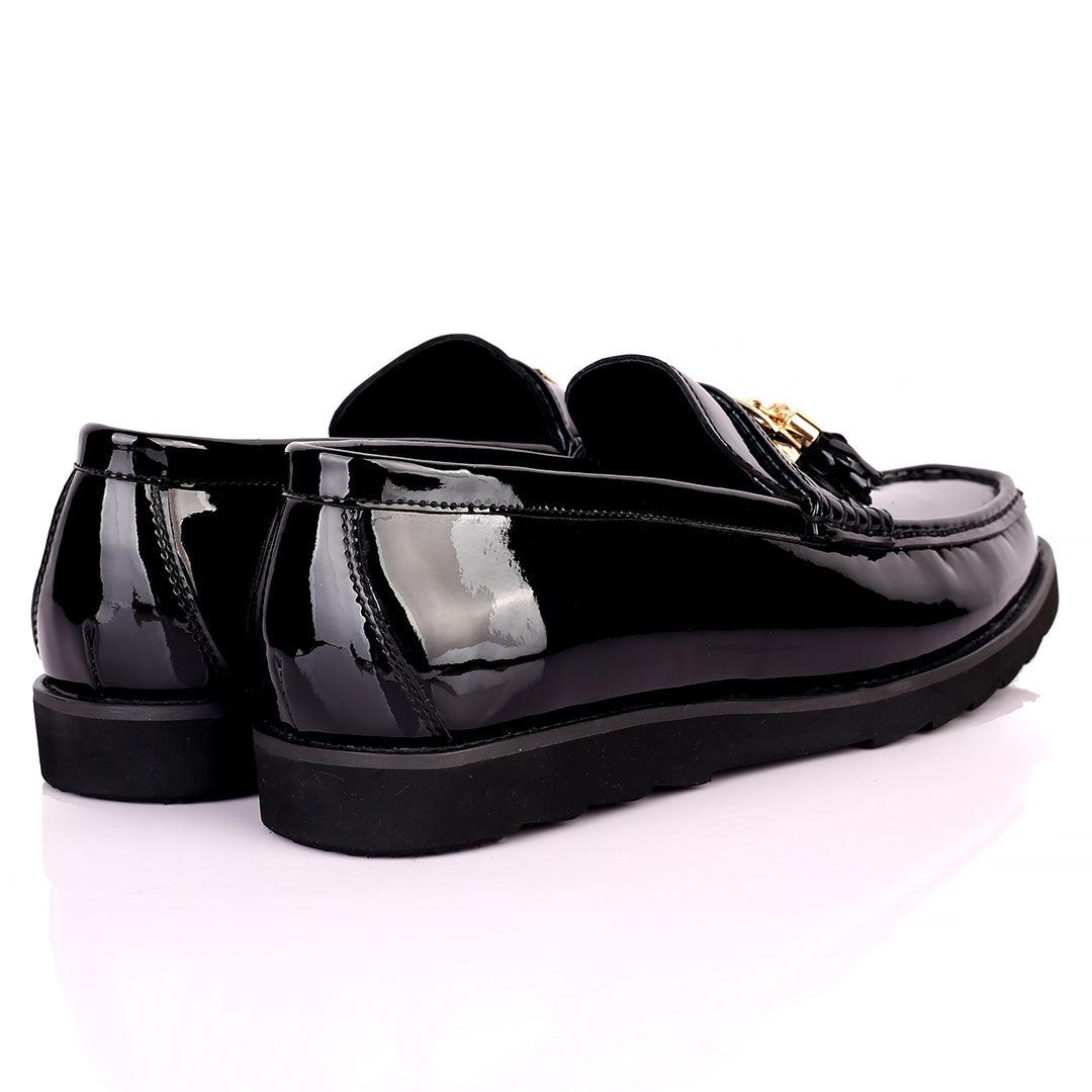 Salva Tassel Designed Glossy Leather Shoe - Black - Obeezi.com