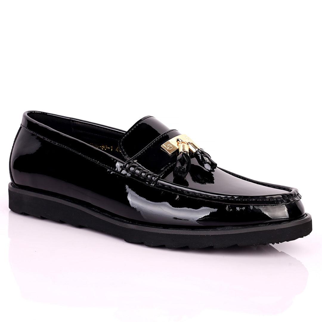 Salva Tassel Designed Glossy Leather Shoe - Black - Obeezi.com
