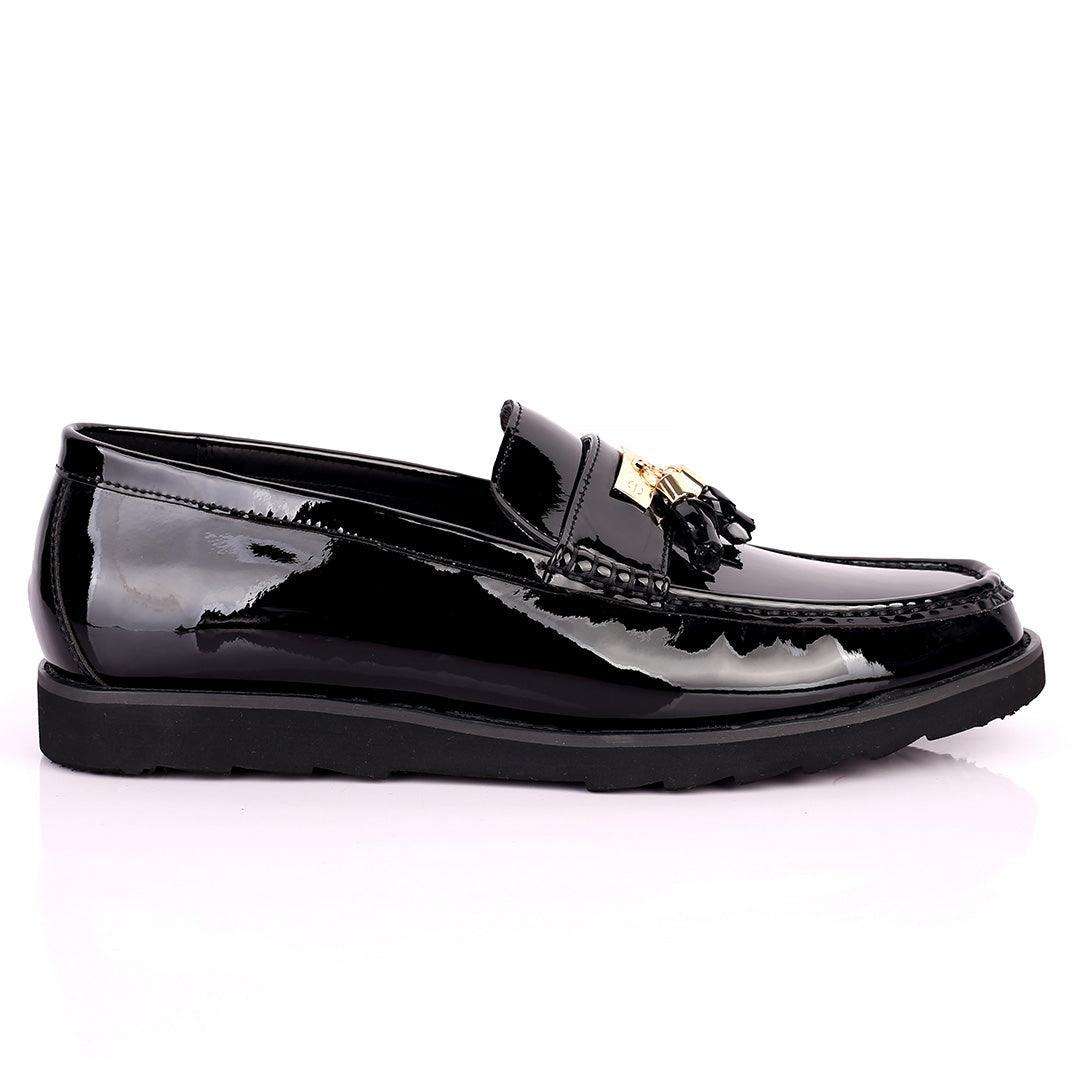 Salva Tassel Designed Glossy Leather Shoe - Black - Obeezi.com