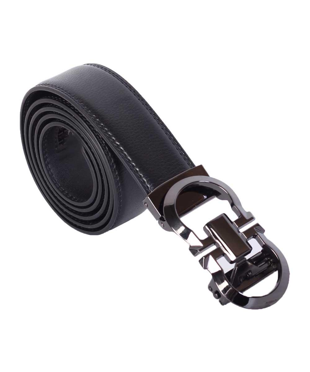 Salvatore Ferragamo Black Leather Automatic Buckle Formal Belt - Obeezi.com