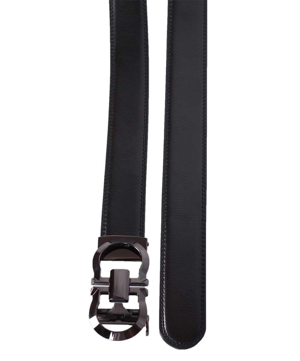 Salvatore Ferragamo Black Leather Automatic Buckle Formal Belt - Obeezi.com