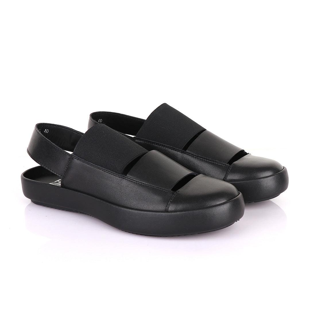 Salvatore Ferragamo Black Leather Exquisite Sandals - Obeezi