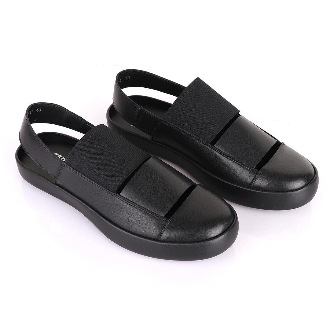 Salvatore Ferragamo Black Leather Exquisite Sandals - Obeezi