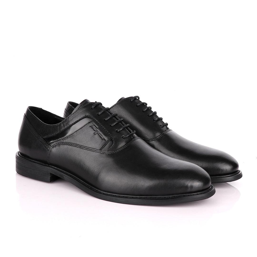 Salvatore Ferragamo Black Leather Oxford Shoe - Obeezi