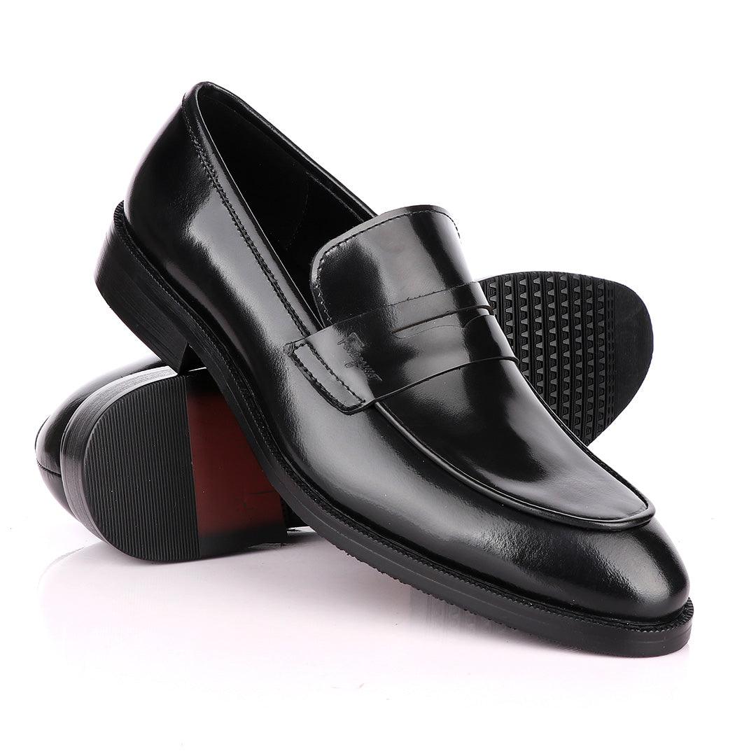 Salvatore Ferragamo Black Leather Penny Loafers - Obeezi