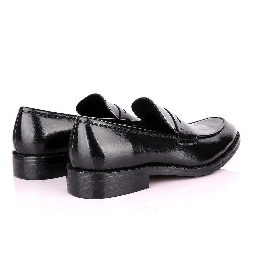 Salvatore Ferragamo Black Leather Penny Loafers - Obeezi