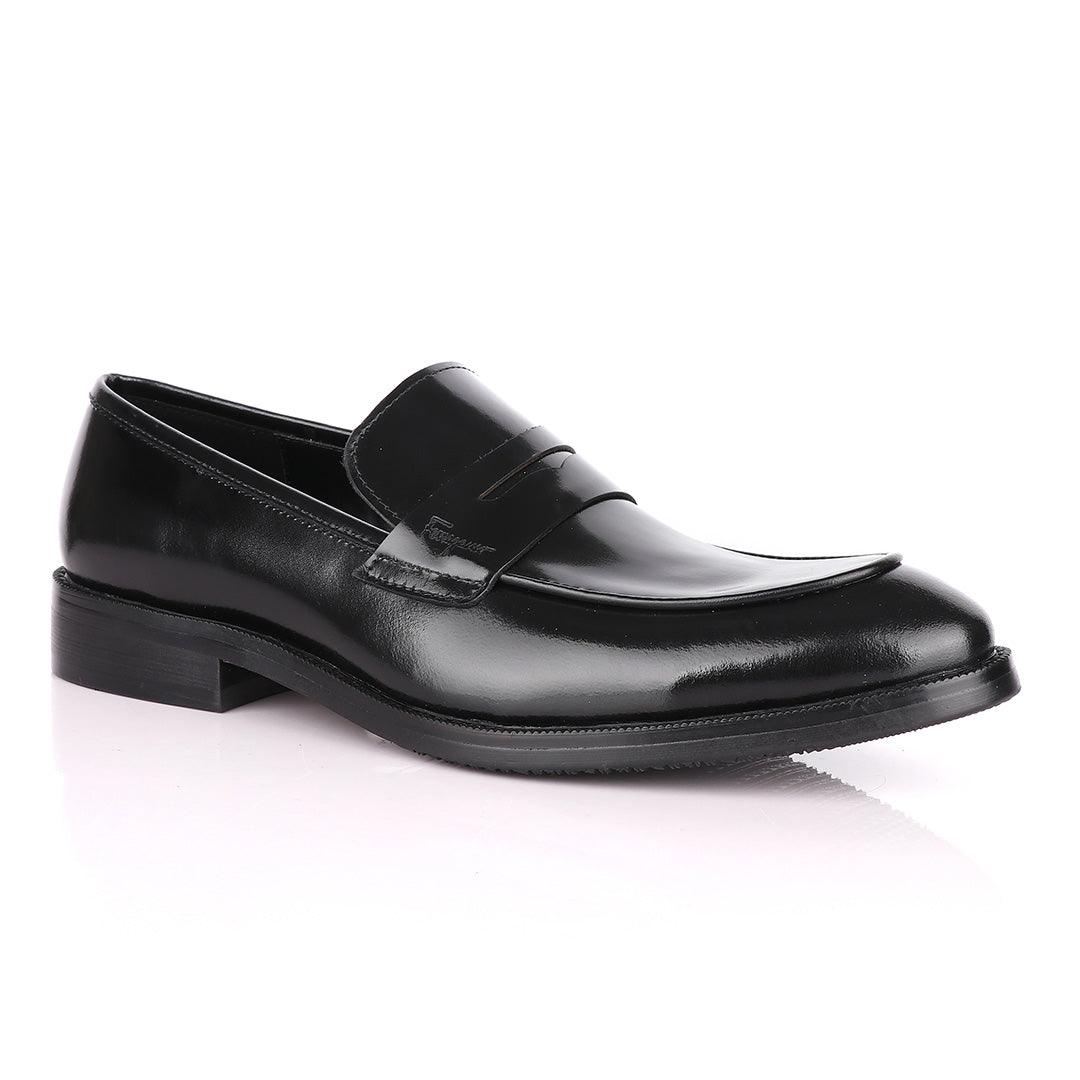 Salvatore Ferragamo Black Leather Penny Loafers - Obeezi