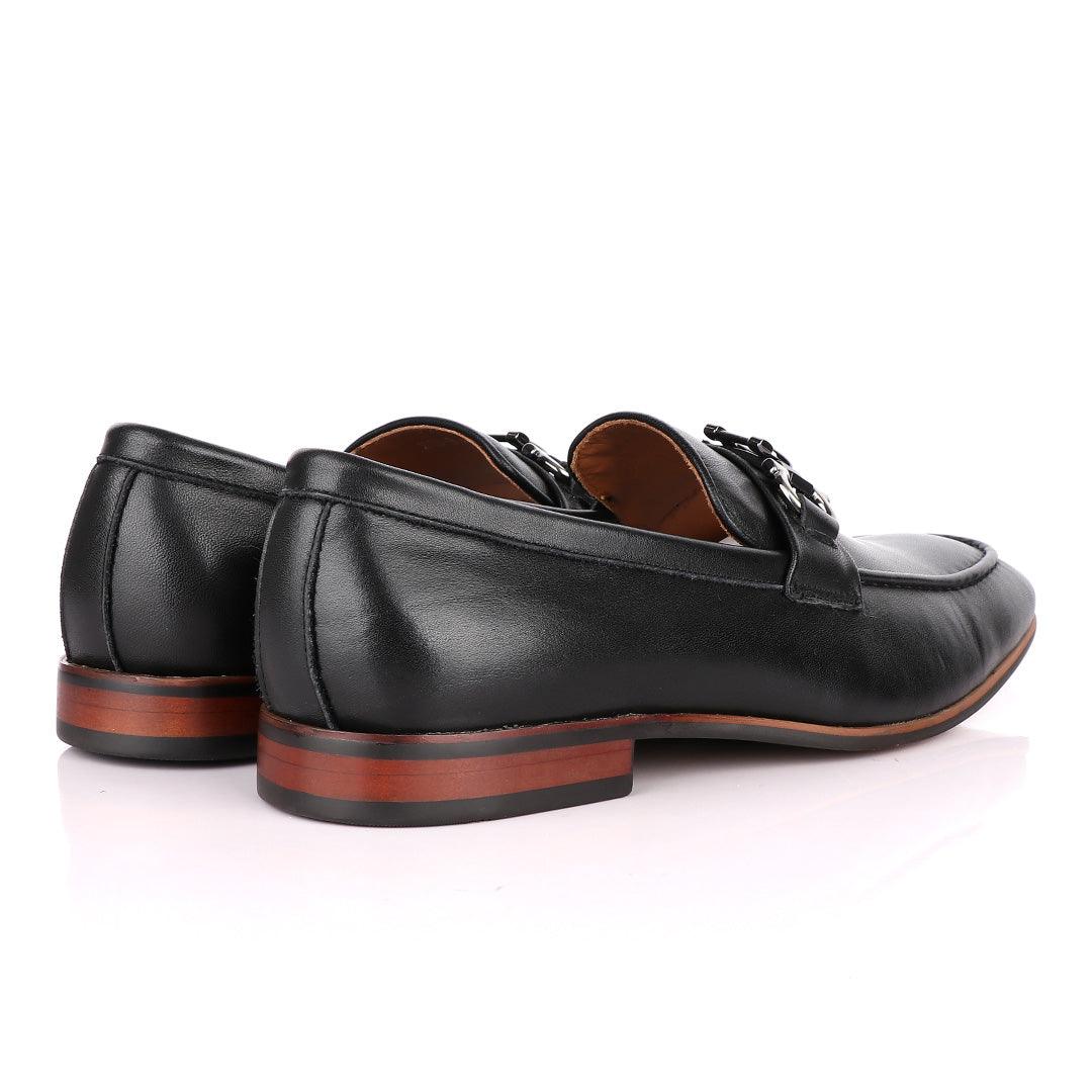 Salvatore Ferragamo Black Leather with Reversible Embellishment Loafers - Obeezi