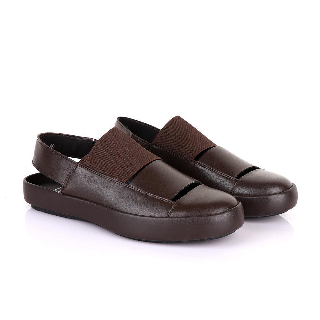 Salvatore Ferragamo Coffee Leather Exquisite Sandals - Obeezi