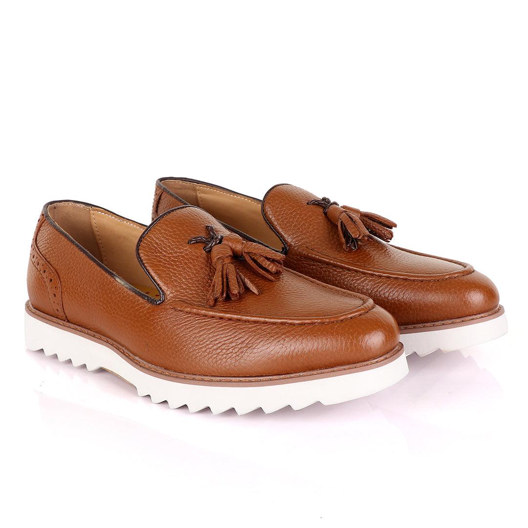 Salvatore Ferragamo Double Tassel Brown Loafers - Obeezi
