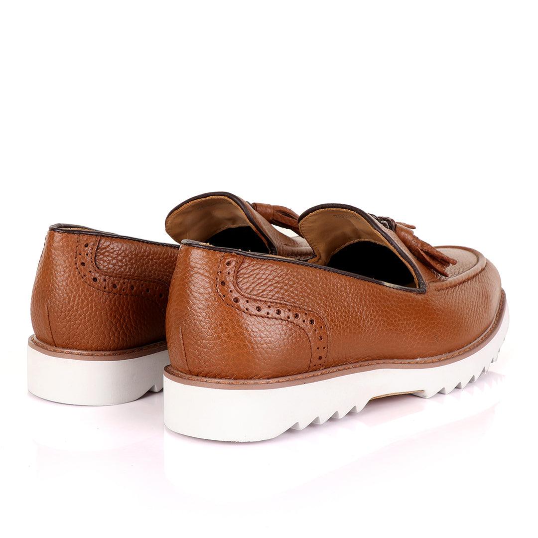 Salvatore Ferragamo Double Tassel Brown Loafers - Obeezi