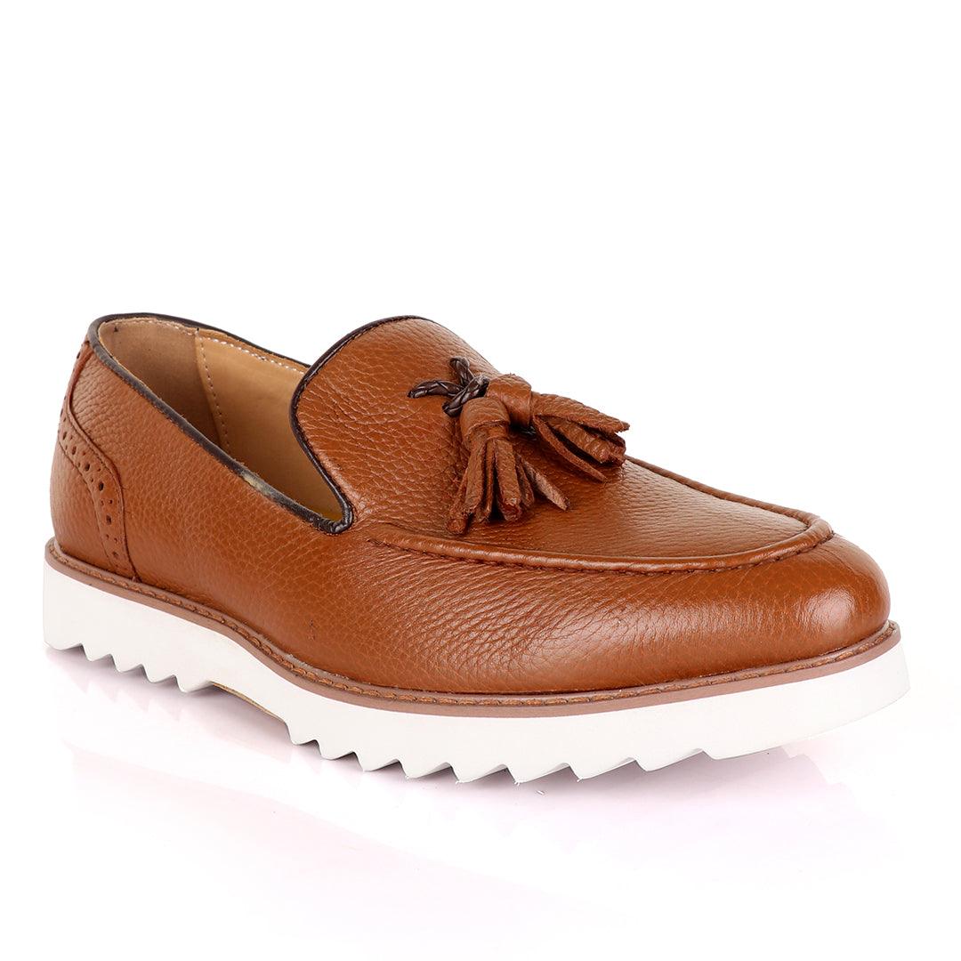 Salvatore Ferragamo Double Tassel Brown Loafers - Obeezi