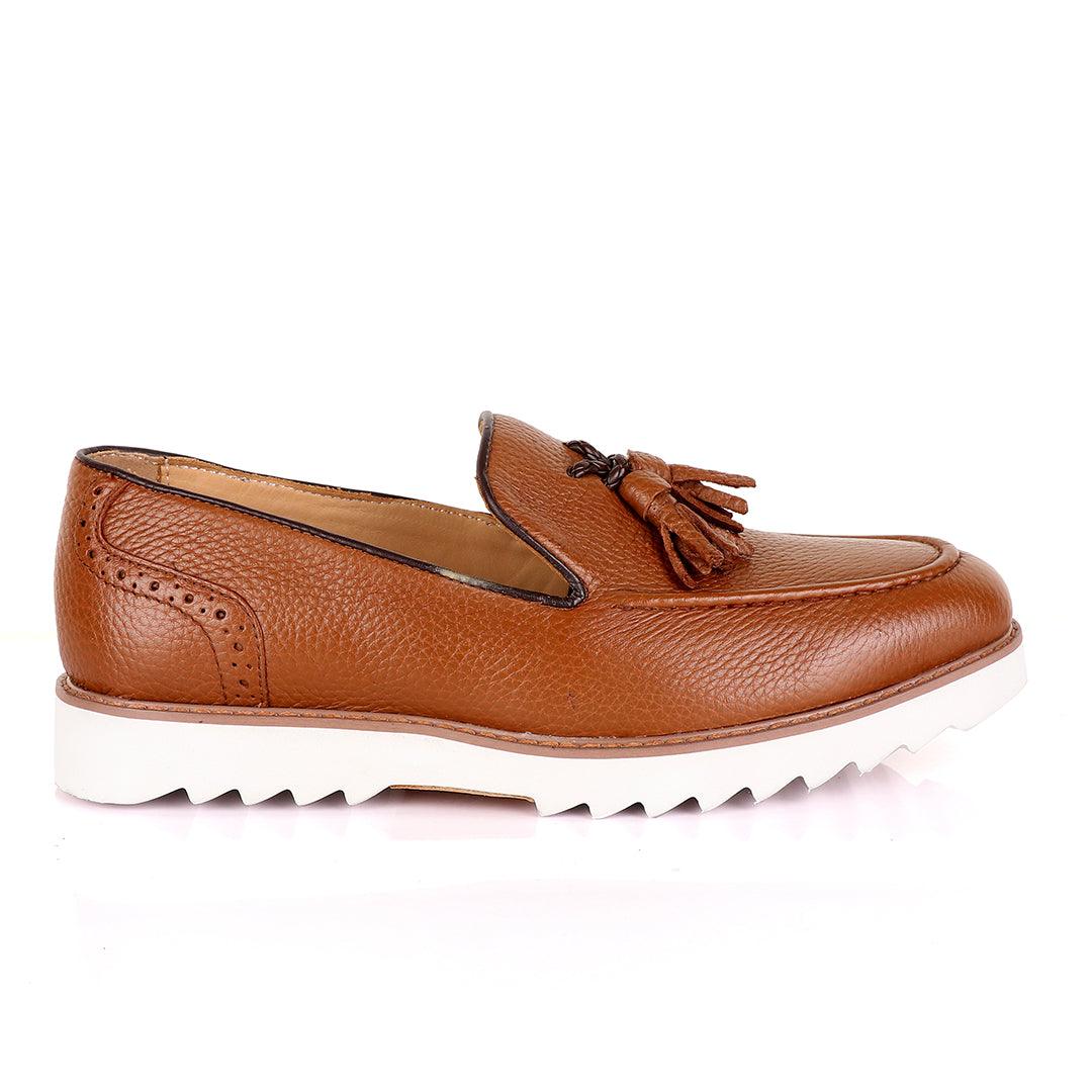 Salvatore Ferragamo Double Tassel Brown Loafers - Obeezi