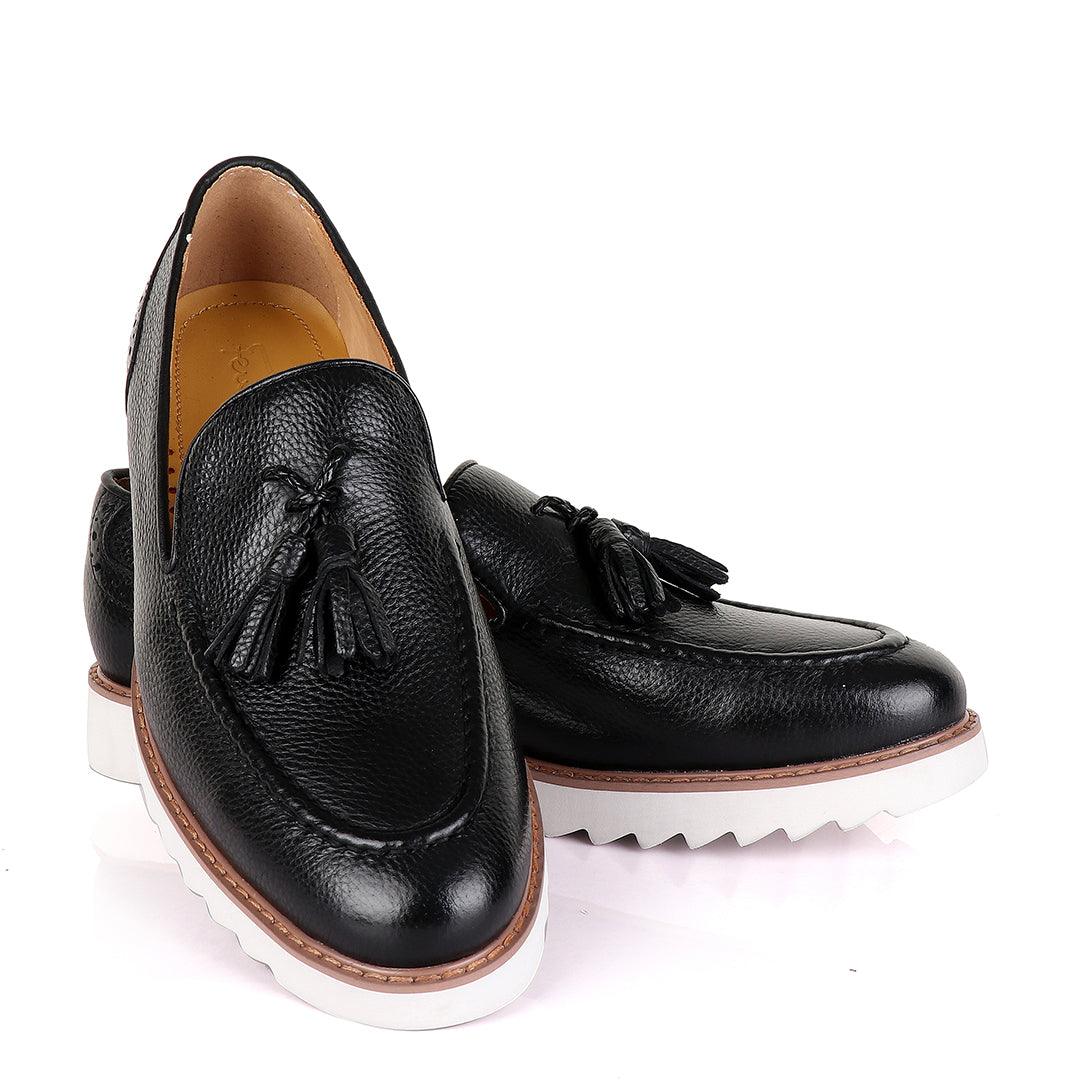 Salvatore Ferragamo Double Tassel Loafers-Black - Obeezi