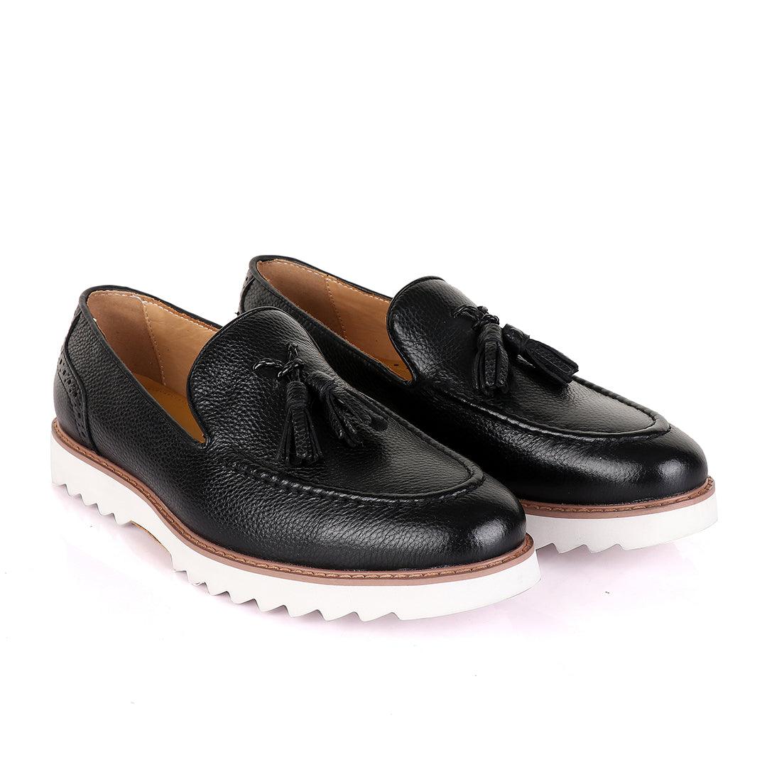 Salvatore Ferragamo Double Tassel Loafers-Black - Obeezi