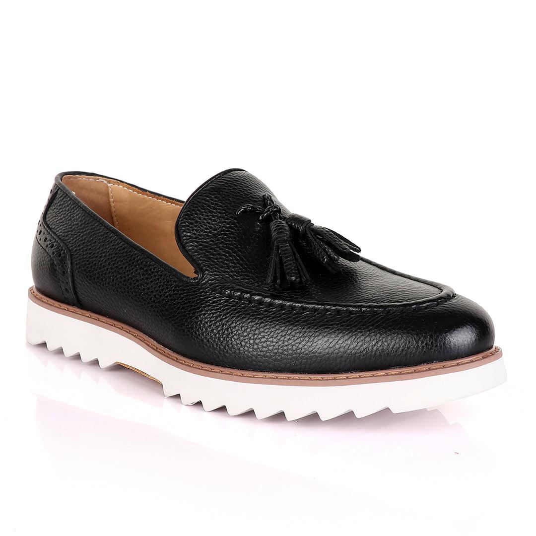 Salvatore Ferragamo Double Tassel Loafers-Black - Obeezi