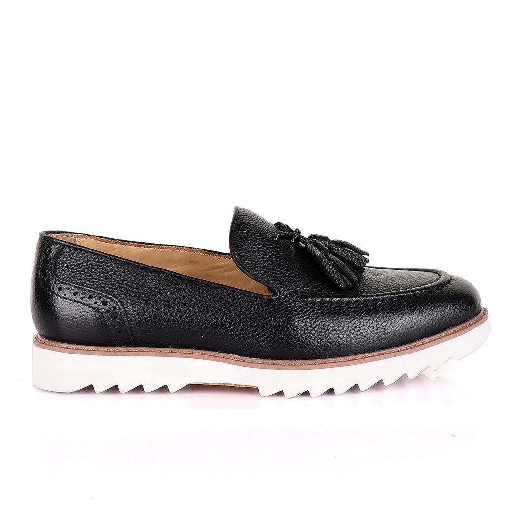 Salvatore Ferragamo Double Tassel Loafers-Black - Obeezi
