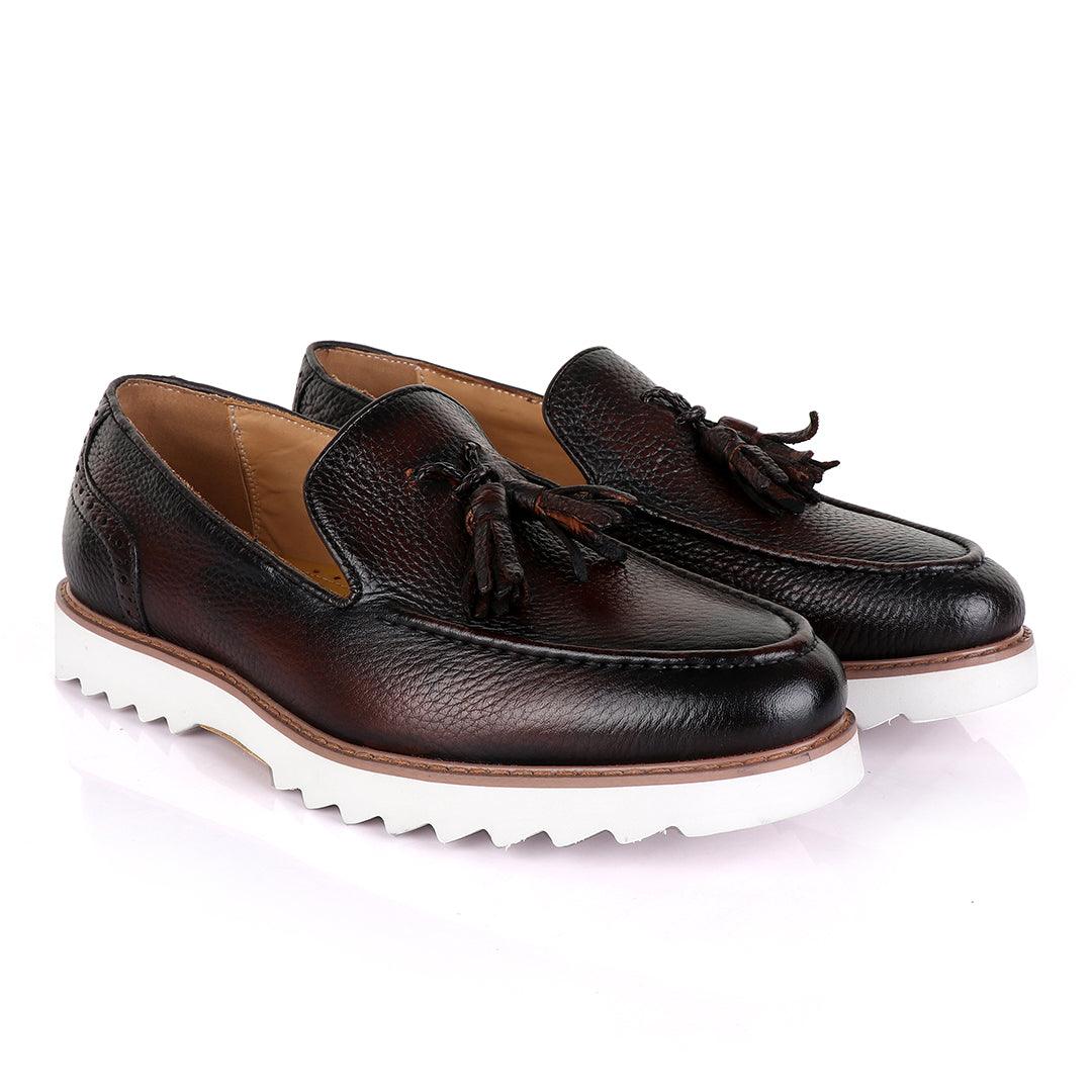 Salvatore Ferragamo Double Tassel Loafers-Coffee - Obeezi