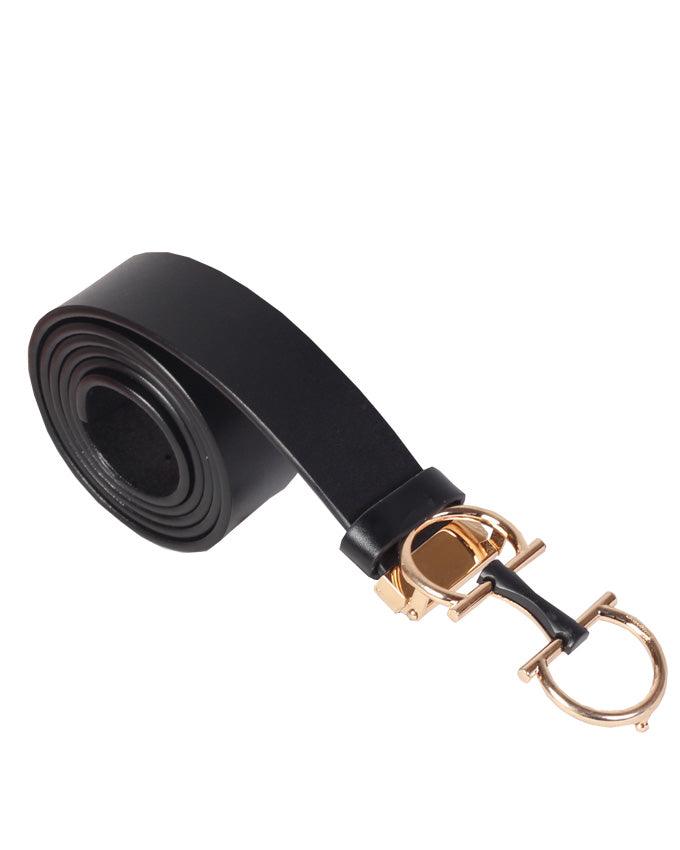 SALVATORE FERRAGAMO LEATHER ADJUSTABLE BLACK BELT - Obeezi.com