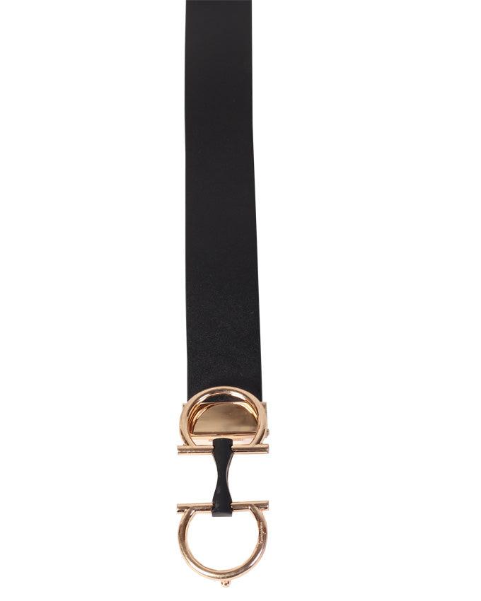 SALVATORE FERRAGAMO LEATHER ADJUSTABLE BLACK BELT - Obeezi.com