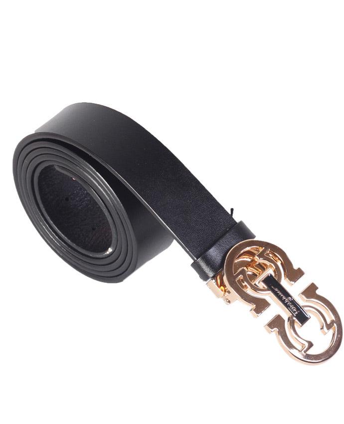 Salvatore Ferragamo Leather belt - Black Gold Head - Obeezi.com
