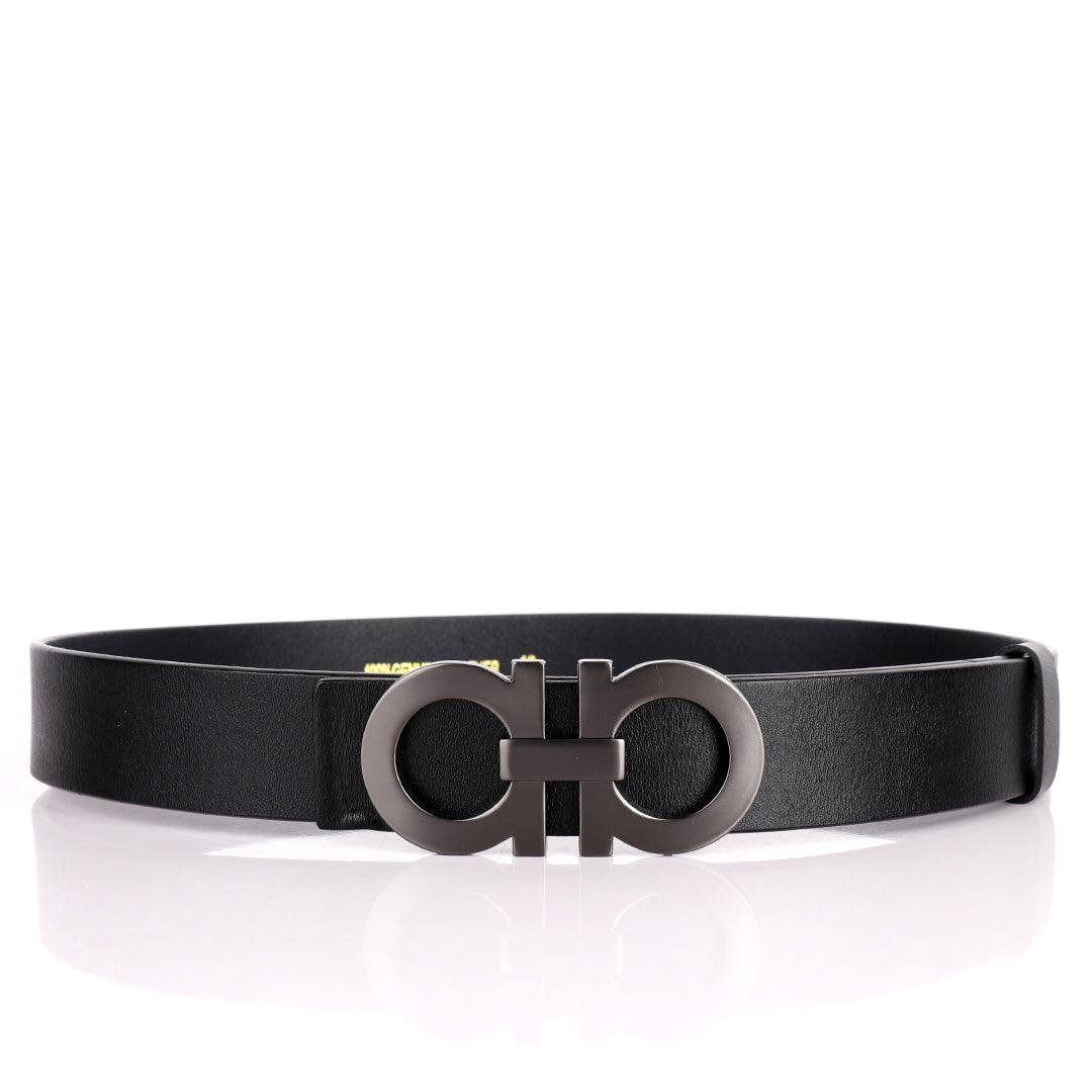 Salvatore Ferragamo Logo Designed Men's Leather Black Belt - Obeezi.com
