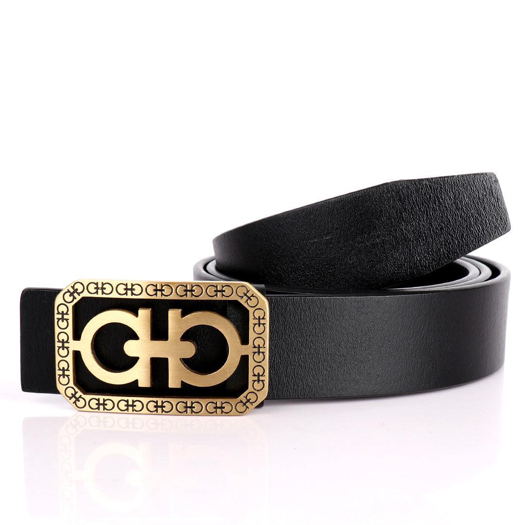 Salvatore Ferragamo Men's Beveled Gancini Buckle Belt-Black - Obeezi.com