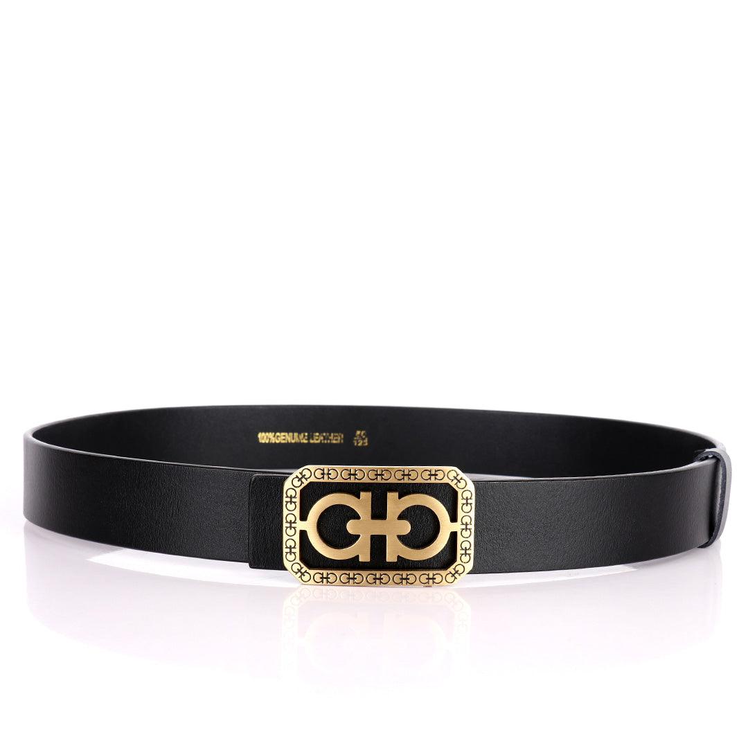 Salvatore Ferragamo Men's Beveled Gancini Buckle Belt-Black - Obeezi.com
