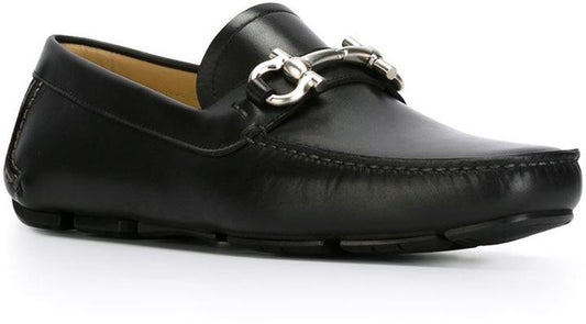 Salvatore Ferragamo Men"s Black Gancini Bit Loafers - Obeezi