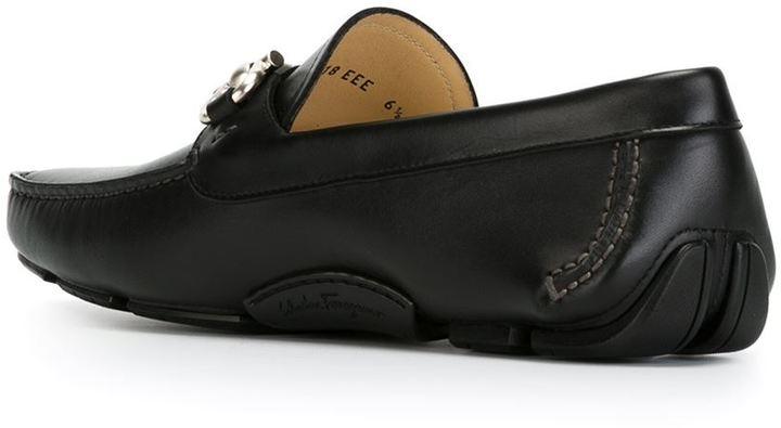 Salvatore Ferragamo Men"s Black Gancini Bit Loafers - Obeezi