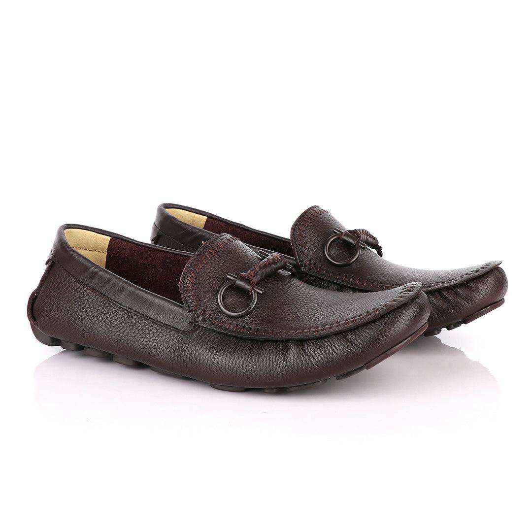 Salvatore Ferragamo Men's Brown Drivers - Obeezi