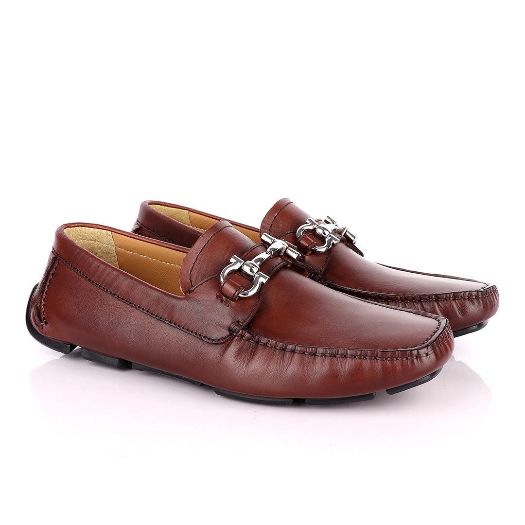 Salvatore Ferragamo Men's Gancini Brown Driver - Obeezi