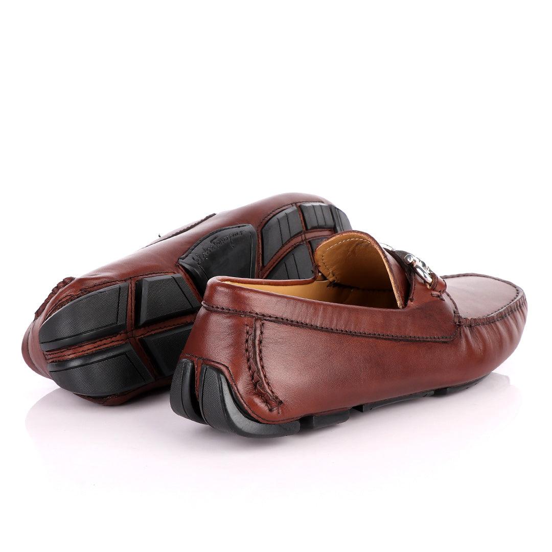 Salvatore Ferragamo Men's Gancini Brown Driver - Obeezi