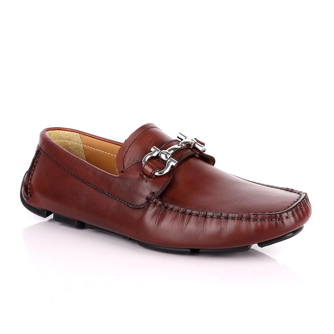 Salvatore Ferragamo Men's Gancini Brown Driver - Obeezi
