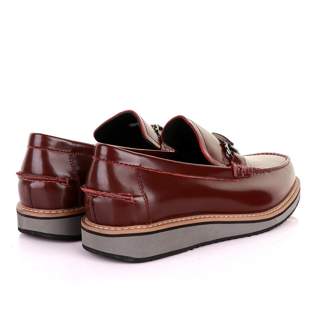 Salvatore Ferragamo Men's Leather Loafers-Wine - Obeezi