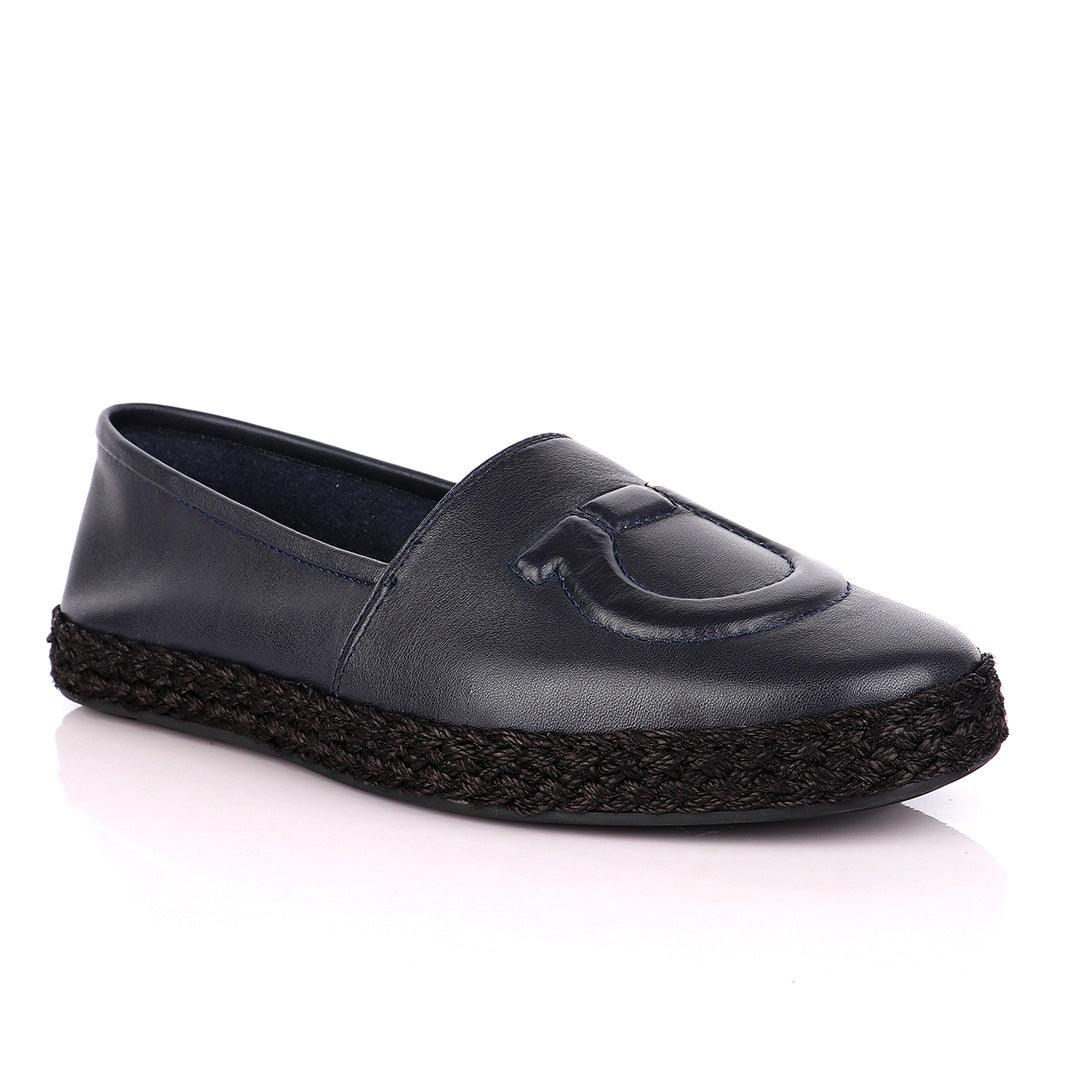 Salvatore Ferragamo Men's Leather Parigi Navy Blue Loafers - Obeezi