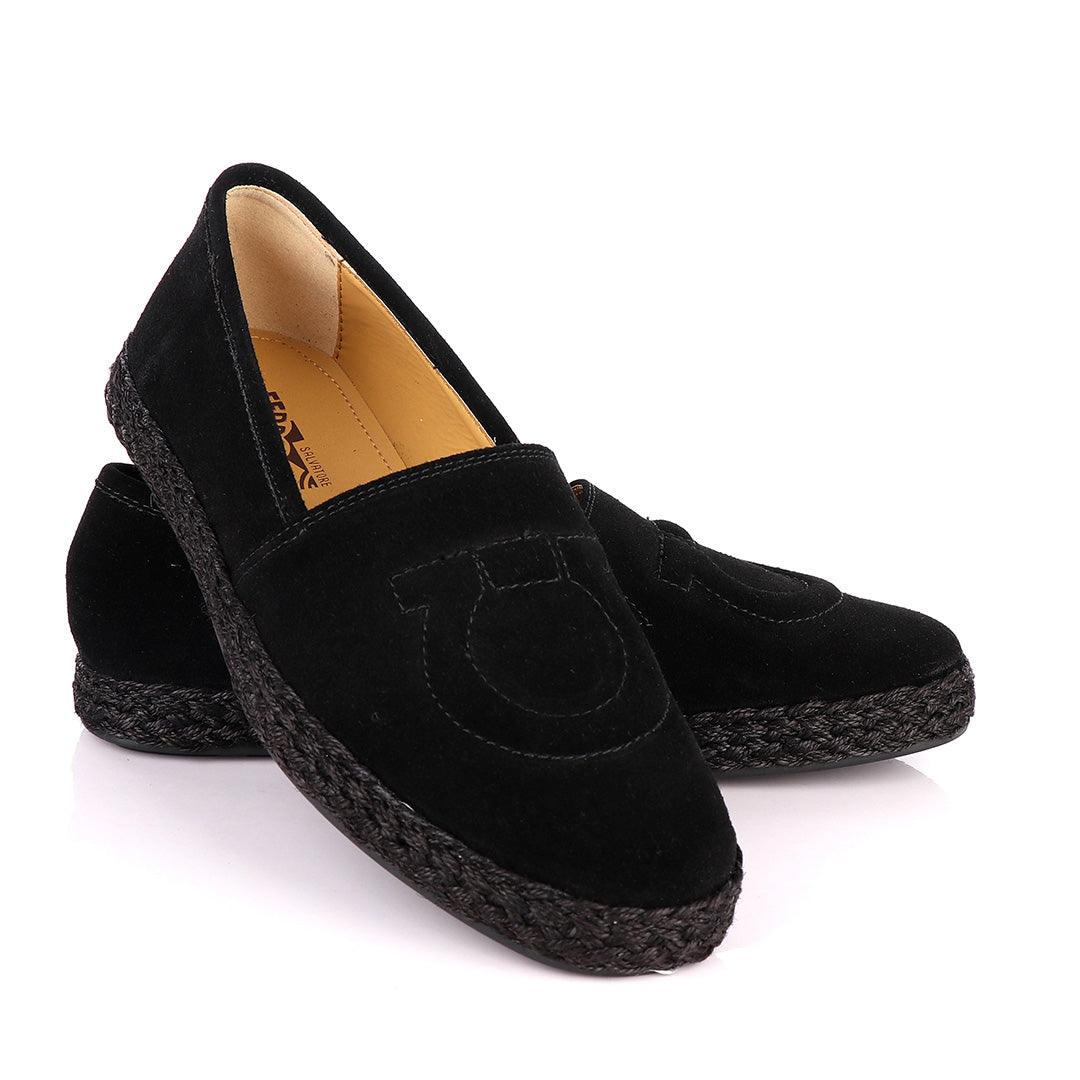 Salvatore Ferragamo Men's Suede Loafers-Black - Obeezi