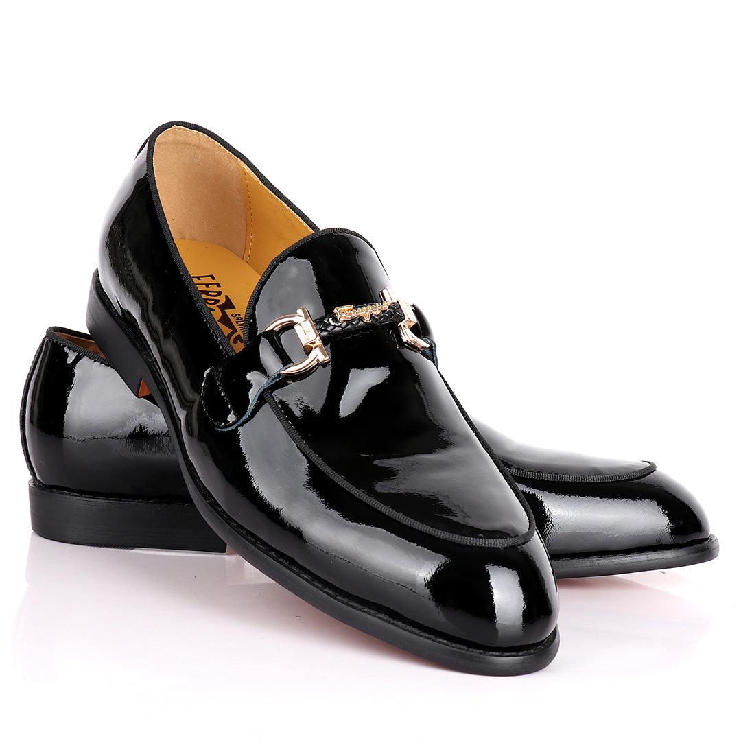 Salvatore Ferragamo Men's Wetlips Loafer With Front Gold Logo - Obeezi.com