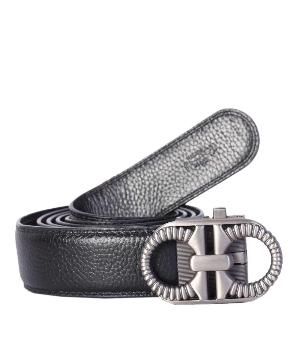Salvatore Ferragamo Palazzo Leather Buckle Grey Belt - Obeezi.com