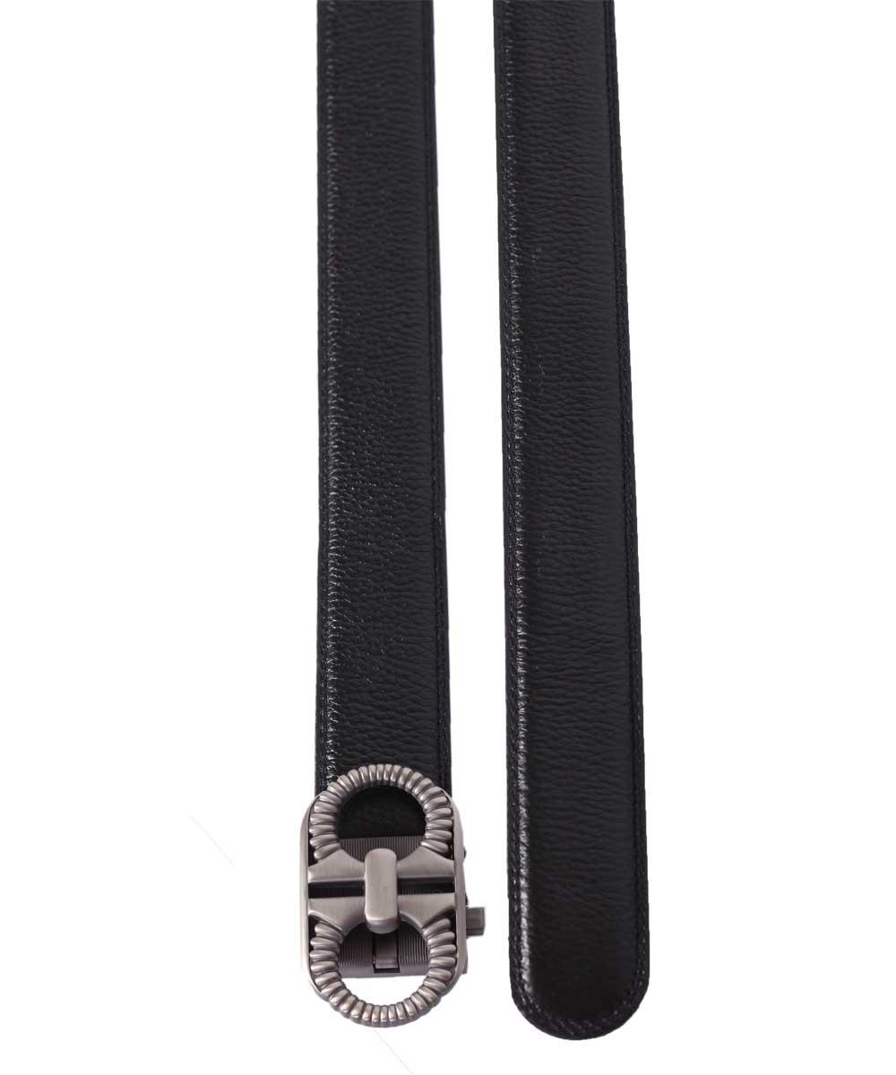 Salvatore Ferragamo Palazzo Leather Buckle Grey Belt - Obeezi.com